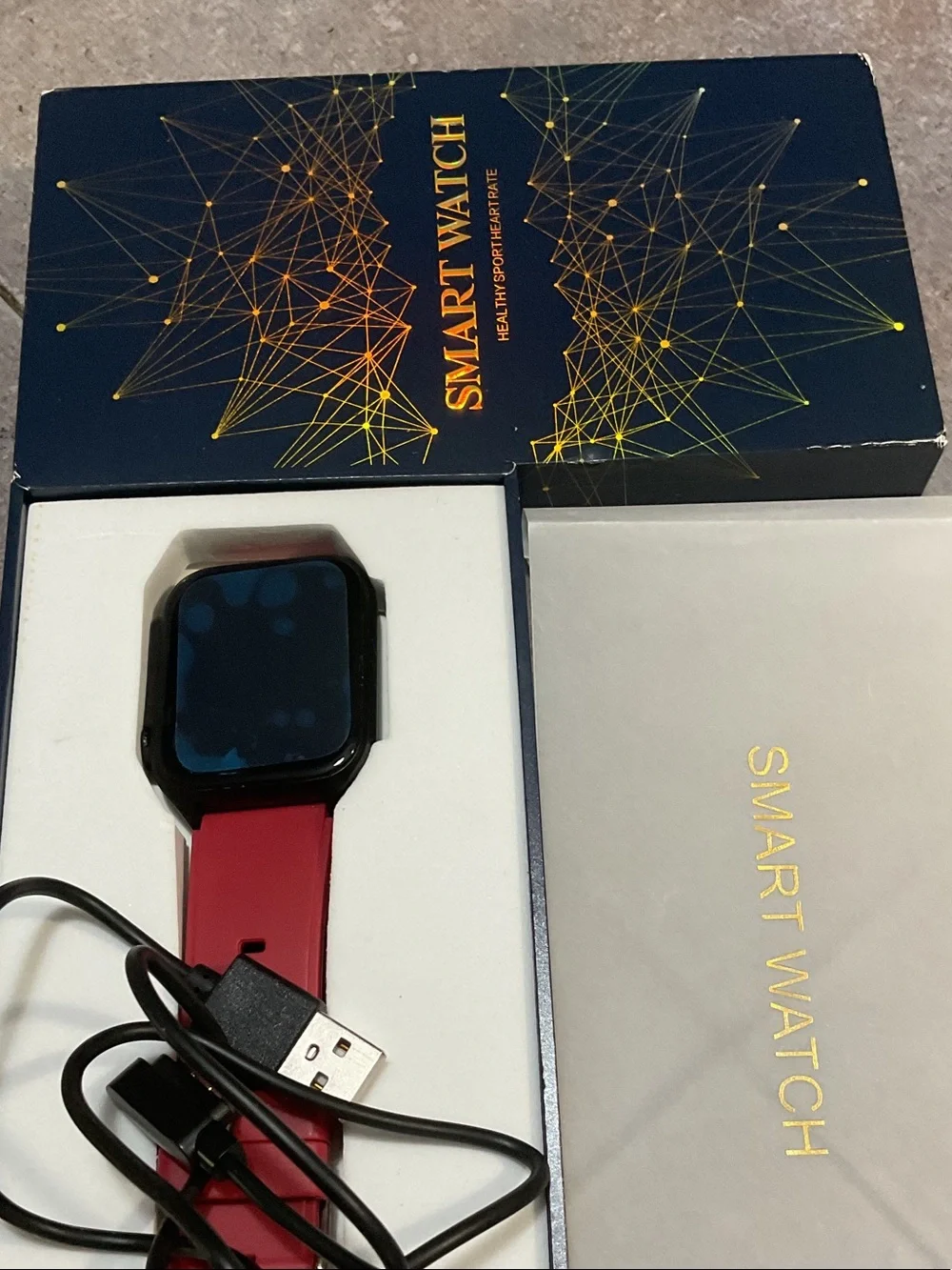 Smart Watch with Red Band - Stylish Fitness Tracker